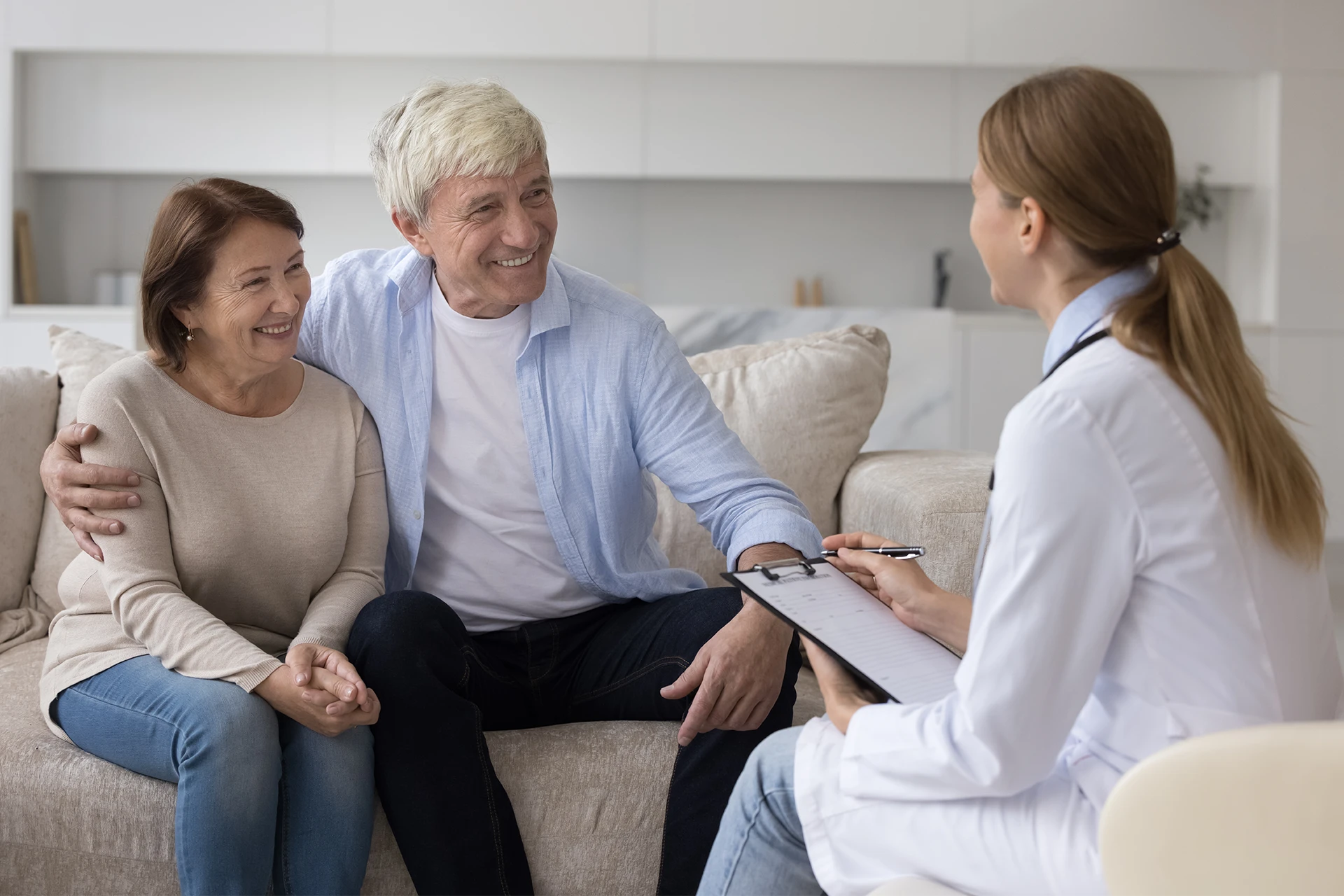 elderly couple at the doctor